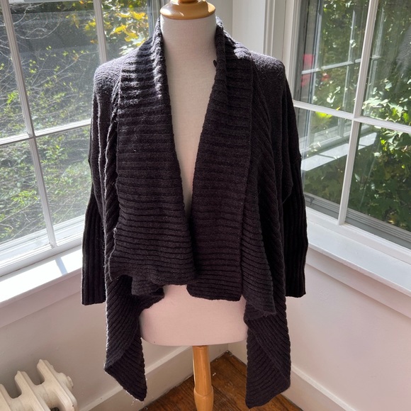 JENNIFER LOPEZ soft cozy wrap cardigan ribbed shawl collar gorgeous color - Picture 2 of 11
